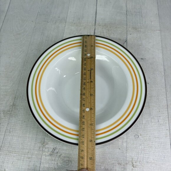 Rachael Ray LITTLE HOOT Autumn Stripe Owl Bands Porcelain Rim Soup Bowl Set of 4 - Picture 11 of 16